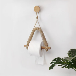 Organiseurs muraux : Porte-papier toilette en corde, support de salle de bain en corde, porte-papier en corde avec crochet en acier, porte-papier toilette suspendu en corde - Product Image 3