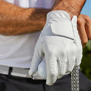 Custom <b>Men's</b> Golf <b>Gloves</b> Genuine <b>Leather</b> Anti Slip Soft Breathable Unisex Golf <b>Gloves</b> Hook Loop Closure Hands - Product Image 1