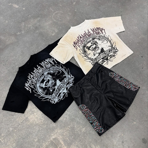 เสื้อยืดแขนสั้นผู้ชายสั่งทำพิเศษ ผ้าฝ้าย 100% พิมพ์ลายดิจิทัล ทรงโอเวอร์ไซส์ สวมใส่สบาย สไตล์วินเทจ ล้างสีซีดแบบซันเฟด - Product Image 5