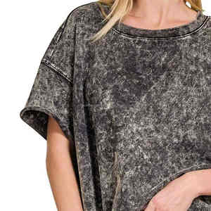 เสื้อยืดผ้าเช็ดทำความสะอาดได้ทันสมัยสำหรับผู้หญิงดีไซน์โอเวอร์ไซส์แขนสั้นผ้าคอตตอนและใยไผ่ระบายอากาศได้แบบหลวมๆสำหรับ100% - Product Image 3