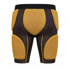 Shorts de compression rembourrés jaune moutarde pour adulte, personnalisables, en polyester, pour le football américain, avec positionnement des protections personnalisable. - Product Image 2