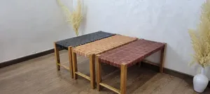 Banc en bois marocain moderne fait main, tabouret berbère, banc d'entrée pour appartement, siège d'appoint écologique - Product Image 2