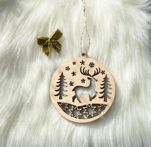 Décorations de Noël en MDF Concept Home - Ornements en bois personnalisables, design tendance, bonhomme de neige, flocon de neige, renne, découpés au laser - Product Image 2
