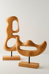 Centro de mesa decorativo de madera de diseño artístico y moderno para sala de estar contemporánea y arreglos decorativos sofisticados. - Product Image 2