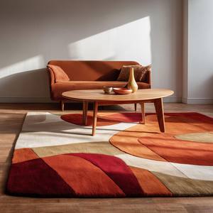 พรมปูพื้นสไตล์โมเดิร์นสีเทอร์ราคอตต้า |   พรมห้องนั่งเล่นลายเรขาคณิตนามธรรม ทำด้วยมือจากขนสัตว์ ตกแต่งบ้านสไตล์ร่วมสมัย - Product Image 1