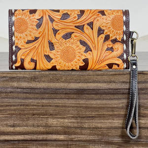 Nuevo Bolso de Mano de Cuero con Diseño de Girasol para Mujer, Cartera Larga Occidental de Alta Calidad y Elegante para Efectivo y Tarjetas de Crédito - Product Image 5