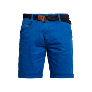 Shorts Bermuda en Coton Bleu Marine pour Homme, Taille Mi-Haute, Fermeture Boutonnée, Décontracté, Uni, Tissé Oxford Respirant - Product Image 2