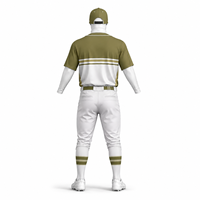 Seragam Jersey Baseball Pria Kustom Lengan Pendek Kancing Depan Cetak Geometris Sublimasi Putih Hijau Poliester Pakaian Tim