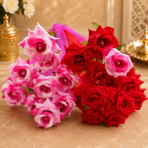 Handmade Plastic Artificial Rose Hanging Garland Red Pink Organza <b>Ribbons</b> NEW ARRIVAL Outdoor Wall Decor - Product Image 2