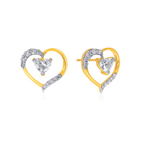 Pendientes de Diamantes con Corte Corazón, Chapados en Oro Amarillo de 14K, Románticos, para Mujer, Color G, Diamantes Cultivados en Laboratorio - Product Image 2