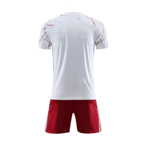 Maillot de football pour homme, imprimé marbre blanc et rouge, manches courtes, col en V, évacuation de l'humidité, coupe athlétique, toutes saisons, vêtement sublimé - Product Image 2