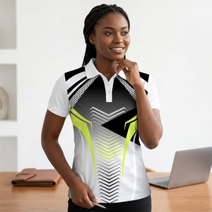 <b>Men's</b> Short Sleeve Polo Shirt Geometric Print Quick Dry Polyester Sporty Regular Fit White Black Green - Product Image 5