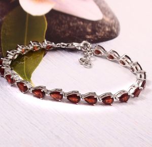 Beautiful <b>Red</b> Garnet Gemstone Tennis <b>Bracelet</b> 925 Sterling Silver Gold Plated Luxury Elegant Certified Womens Jewelry - Product Image 3