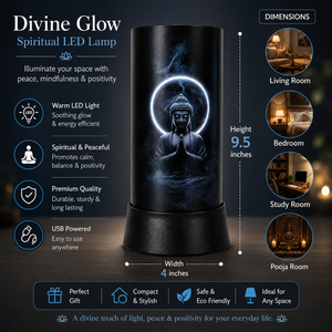 Buddha <b>LED</b> <b>Table</b> Lamp Spiritual Meditation Night Light USB Powered Blue Glow Buddhist <b>Bedside</b> Decor Pooja Room Home Office Gift - Product Image 5