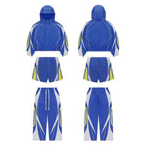 Veste de survêtement unisexe personnalisée, décontractée, imperméable, réfléchissante, avec cordon de serrage, à capuche, unie, 2-en-1, coupe-vent en nylon - Product Image 1