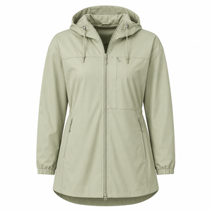 Custom Women's Hooded Knitted <b>Softshell</b> Breathable Waterproof Windbreaker OEM ODM Outdoor Lightweight Long Parka Summer Autumn - Product Image 1