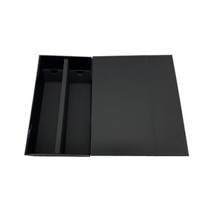 Coffret cadeau de luxe en carton rigide pour 2 bouteilles de whisky et de vin rouge, avec logo personnalisé, boîte en papier en forme de livre, fermeture magnétique. - Product Image 3