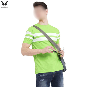Camisetas de punto 100% algodón para hombre, estilo top, con estampado de logotipo propio en verde y blanco, buen proveedor, tela suave de primera calidad. - Product Image 4