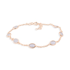 Pulsera de Cadena con Bisel de Piedra Lunar Ovalada Natural de Plata de Ley 925 Bañada en Oro al por Mayor - Joyas Memoria - Product Image 3