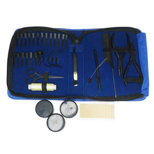 Hair Extension Tools Kit Plastic Set for Installation and Removal Blue <b>Case</b> with Clips Scissors Comb and <b>Needles</b> High Quality - Product Image 2