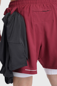 Wholesale <b>Mens</b> Custom 2 in 1 Sports <b>Shorts</b> Double Layer Premium Running Gym <b>Shorts</b> With <b>Compression</b> Inner Liner Quick Dry Fabric - Product Image 5