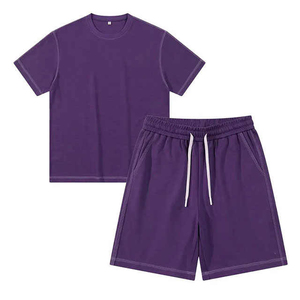 Men Summer 2 Piece Casual <b>Set</b> Cotton Short Sleeve Top Shorts Quick Dry Breathable Comfortable Letter Print Leisure Wear Outfit - Product Image 2