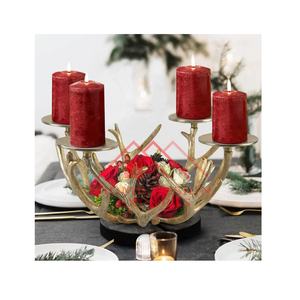 Centros de Mesa con Astas de Ciervo Doradas, Portavelas Modernos para Interiores, Soportes para Velas de Pilar para Hogares, Hoteles y Restaurantes - Product Image 1