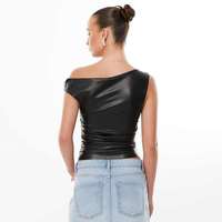 Hauts Corsets Décontractés pour Femmes de Haute Qualité en Cuir Noir Uni Respirant et Fin – Meilleure Vente
