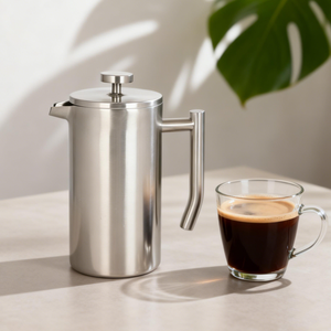 Cafetière à pression, 1 Litre/8 <span class=keywords><strong>tasses</strong></span>, pressoir à café isolé à Double paroi et théière avec acier inoxydable de qualité 304 - Product Image 3