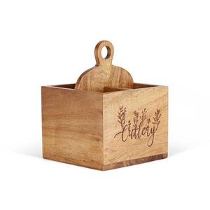 Organisateur de Couverts Artisanal Rustique en Bois de Mangue et d'Acacia, Écologique, Durable et Léger, Repose-Cuillères et Pinces à Casseroles Artisanales Indiennes - Product Image 3