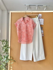 Blusa de Chifón Estampada para Mujer, Manga Corta, Corte Holgado, Verano, Venta al Por Mayor - Product Image 5