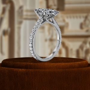 Bague de fiançailles certifiée IGI, taille marquise, en or massif 14 carats, diamant de laboratoire 1 carat, bague solitaire pavée de diamants, bague de promesse - Product Image 5