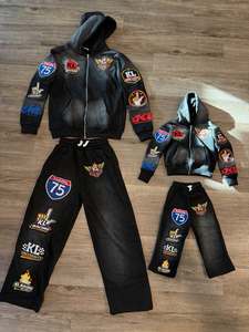 Best Sellers Custom Unisex Design Printed Oversized <b>Zip</b> <b>up</b> Tracksuit 2 Piece Set Heavyweight Boxy <b>Cropped</b> Hoodies Sweatpants Men - Product Image 4