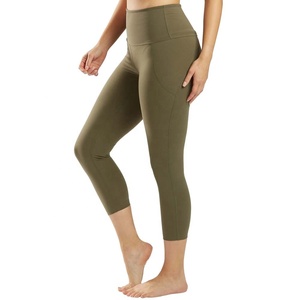 Wholesale High Waist Customized Colors Capris <b>Tights</b> Women Polyester Spandex Leggings Gym Sports Yoga Pants Fitness Casual - Product Image 4