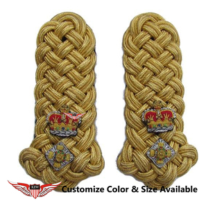 KEW Mylar Thread Embroidered Crown And Star Customizable Luxury Epaulettes Gold <b>Braided</b> Shoulder Board <b>Accessory</b> - Product Image 2