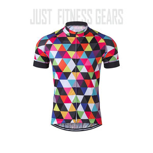 Maillot de cyclisme pour hommes et femmes, manches courtes, imprimé géométrique, chemise colorée pour le vélo, vêtements de sport d'été - Product Image 1