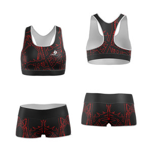 Ensemble de yoga personnalisé de haute qualité pour femme, comprenant un soutien-gorge à col rond et un short taille haute avec ceinture, logo imprimé par sublimation sur le devant, grandes tailles - Product Image 3