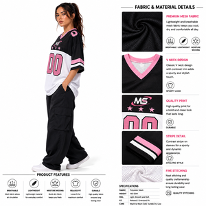 Camiseta de Fútbol de Malla con Cuello en V de Alta Calidad, Manga Corta, Ajuste Relajado, Gráfico de Estrella, Detalle de Número, Estilo Urbano Y2K, Venta al por Mayor a Granel - Product Image 6