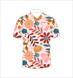 Polo personnalisé à imprimé floral multicolore rose, manches courtes, respirant, décontracté, uniforme de golf, t-shirt pour homme - Product Image 1