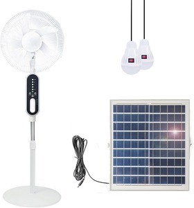 Ventilateur solaire sur pied de 16 pouces, ventilateur sur pied rechargeable de 14400 mAh, hauteur réglable, lumière LED nocturne, panneau solaire 2 ampoules LED - Product Image 5