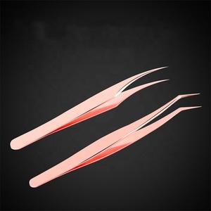 Obexa กรรไกรต่อขนตาสแตนเลสเคลือบพลาสม่าสำหรับมืออาชีพแหนบปลายแหลมทรงโค้งตรงแต่งหน้า - Product Image 1