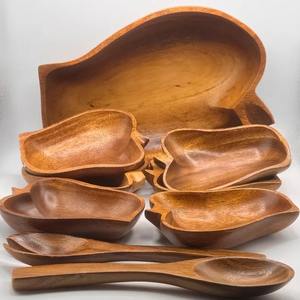 Juego de Tazones Artesanales de Madera de Acacia Vintage, Elegantes Tazones para Servir Ensaladas, Suministro Global de Exportación al Por Mayor - Product Image 6