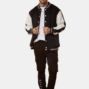 เสื้อแจ็คเก็ตเบสบอลผู้ชายแบบ Varsity ปักโลโก้ตามสั่ง ราคาถูก พร้อมแขนหนัง - Product Image 4