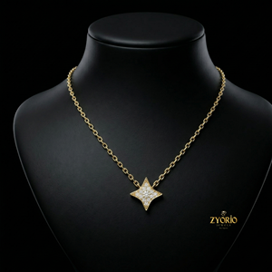 Collar de Cadena Fina con Colgante de Estrella Cuadrilátera de Moda, Oro Sólido de 18K, Diamante Natural Real, Regalo para Fiesta - Product Image 3