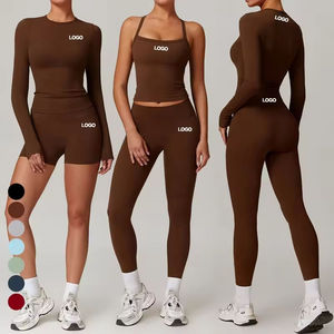 Ensemble de sport 2 pièces sans couture pour femme, taille haute élastique, idéal pour le yoga et l'entraînement – Vente en gros - Product Image 1