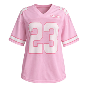 Maillot de football américain personnalisé 100 % polyester rose, sublimé et brodé, unisexe, pour université, OEM, marque privée, haut de gamme - Product Image 4