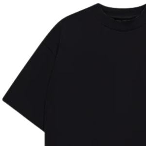 T-shirt Homme Oversize à Manches Courtes Noir avec Logo Minimaliste sur la Poitrine en Coton Col Rond Décontracté Style Urbain Streetwear Vente en Gros - Product Image 3