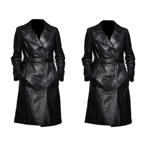 High Quality Customized Black Genuine <b>Leather</b> <b>Jacket</b> for <b>Women</b> <b>Long</b> Winter Coat Fur Outerwear Motorcycle Club 100% Polyester - Product Image 5