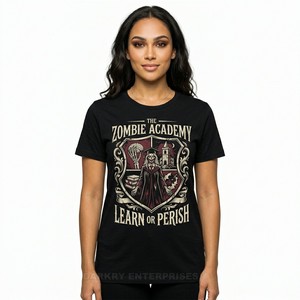 Camiseta gráfica para mujer con estética oscura de cascada de sangre, estampado artístico de esqueleto en el río, camiseta de algodón verde oliva, top personalizado para mujer - Product Image 4