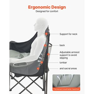 Sedia da Campeggio Oversize per Due Persone, Capacità 660 Libbre, con Doppio Portabicchieri e Porta Calice, Sedia Pieghevole Doppia per Avventure all'Aperto - Product Image 3